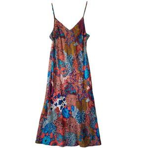 by Anthropologie Gabrielle Silk Organza Midi Slip Dress Size 14 Multi-Color